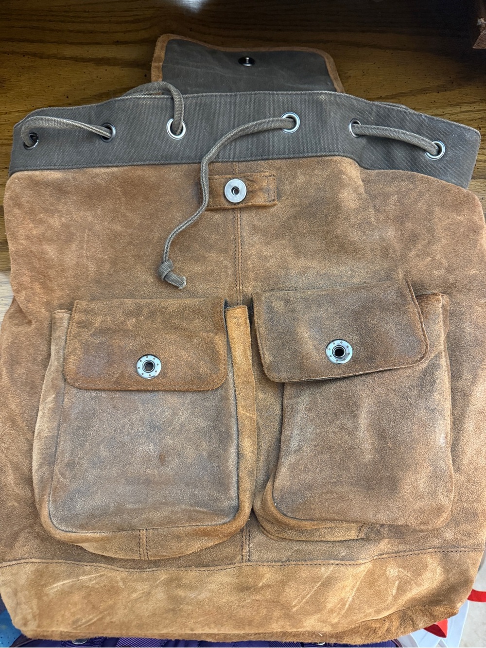 Vintage Wilsons leather Drawstring Backpack in Brown